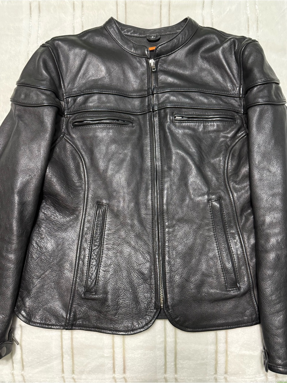 First Classics Women's Black Leather Zip-Front Motorcycle Jacket